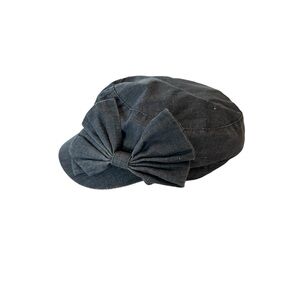 Blue Bow Accent Newsboy Cap